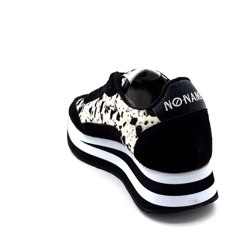 Φόρμα Jogger No Name Flex M, μαύρη σουέτ με μοτίβο αγελάδας Ivoire Chaussures