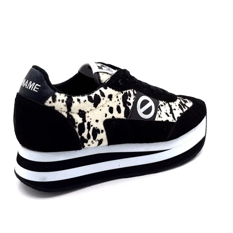 Φόρμα Jogger No Name Flex M, μαύρη σουέτ με μοτίβο αγελάδας Ivoire Chaussures