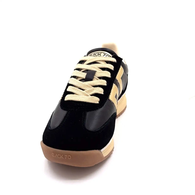 Back70 108009 Cuir Noir Doré Ivoire Chaussures
