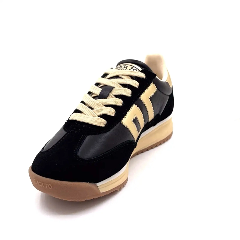 Back70 108009 Cuir Noir Doré Ivoire Chaussures