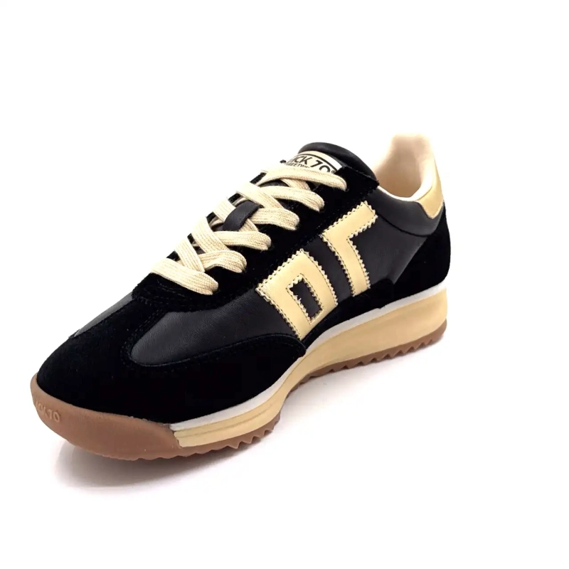 Back70 108009 Cuir Noir Doré Ivoire Chaussures