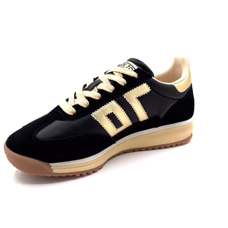 Back70 108009 Cuir Noir Doré Ivoire Chaussures