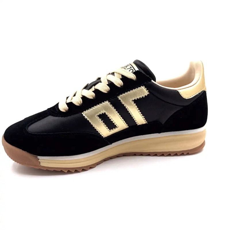 Back70 108009 Cuir Noir Doré Ivoire Chaussures