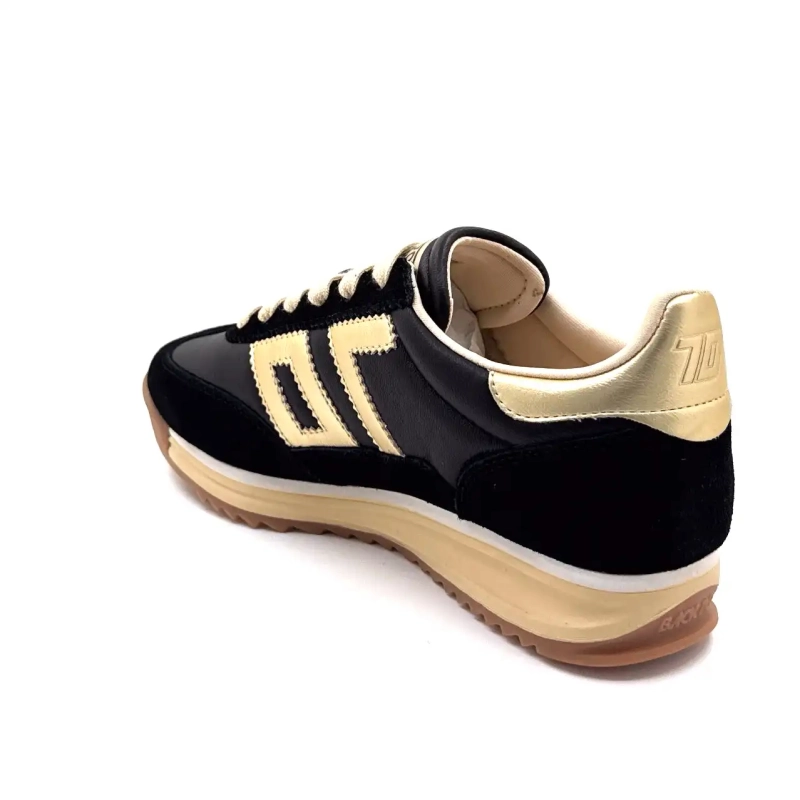 Back70 108009 Cuir Noir Doré Ivoire Chaussures