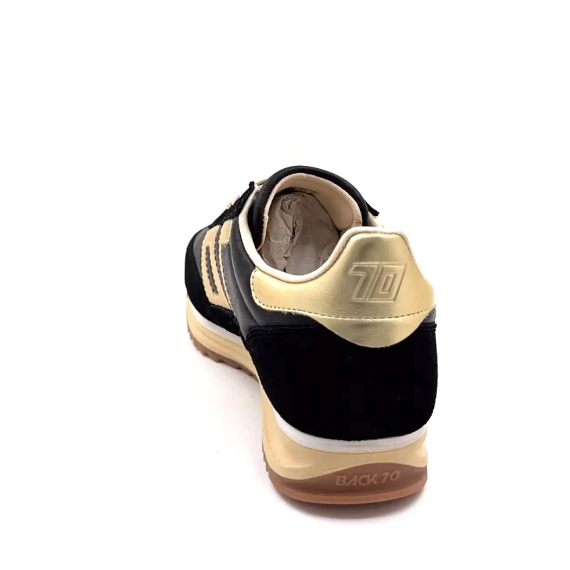 Back70 108009 Cuir Noir Doré Ivoire Chaussures
