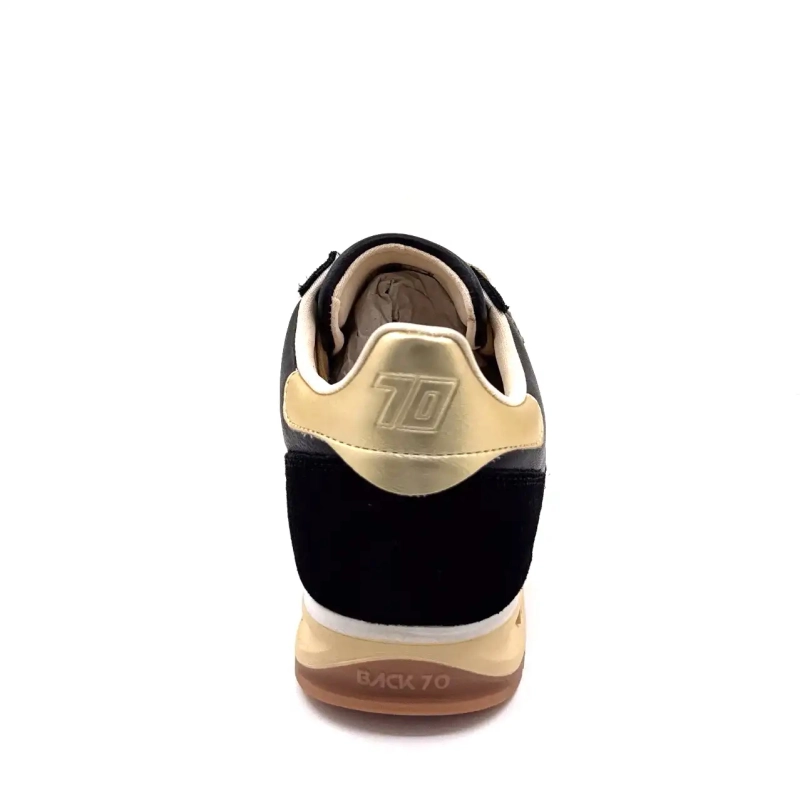 Back70 108009 Cuir Noir Doré Ivoire Chaussures
