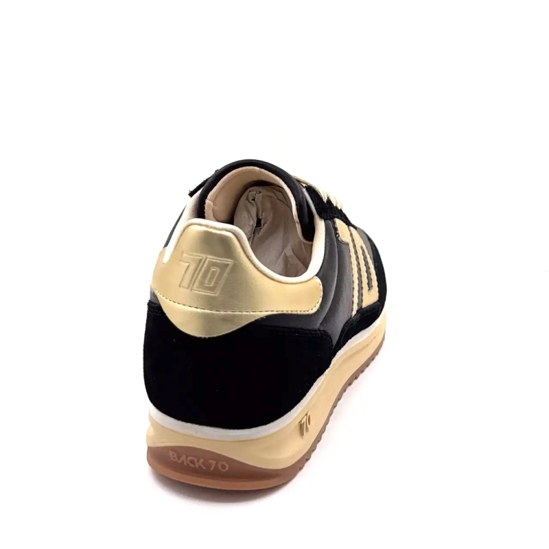 Back70 108009 Cuir Noir Doré Ivoire Chaussures
