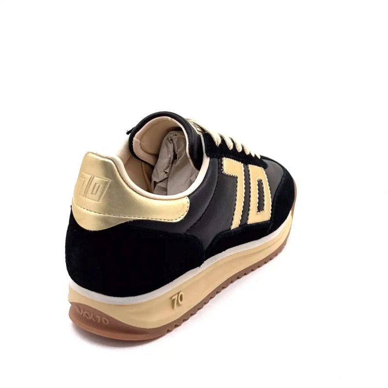 Back70 108009 Cuir Noir Doré Ivoire Chaussures