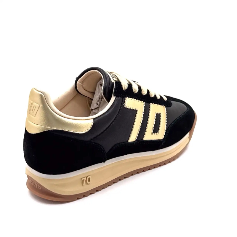 Back70 108009 Cuir Noir Doré Ivoire Chaussures