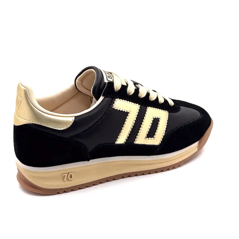 Back70 108009 Cuir Noir Doré Ivoire Chaussures