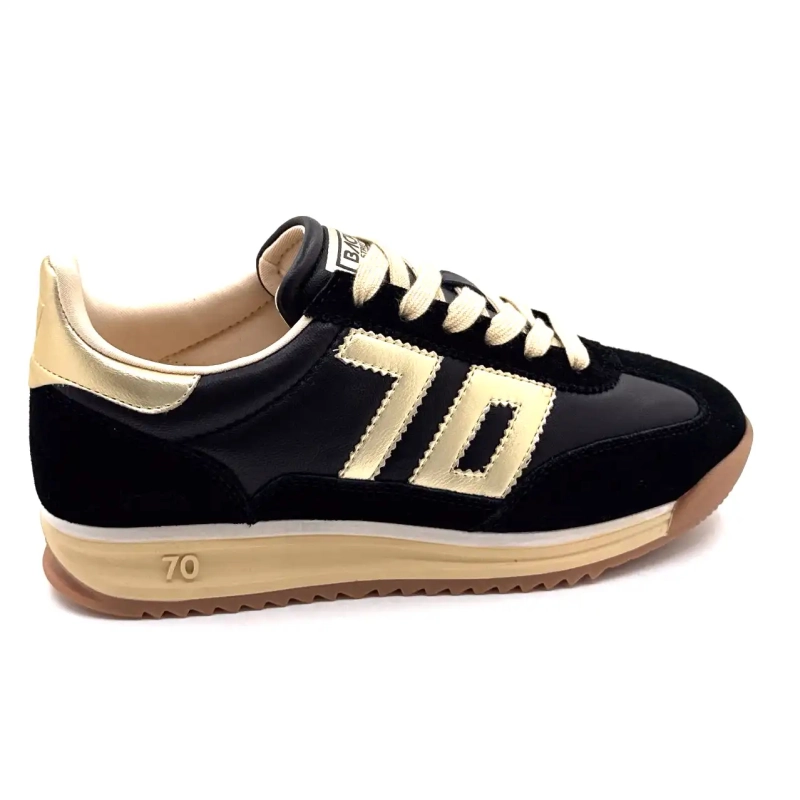 Back70 108009 Cuir Noir Doré Ivoire Chaussures