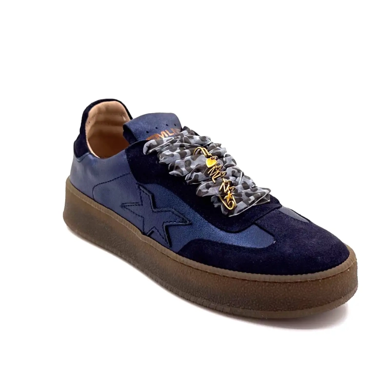 Méliné 525 M-Sbt bőr és velúr sötétkék Ivoire Chaussures