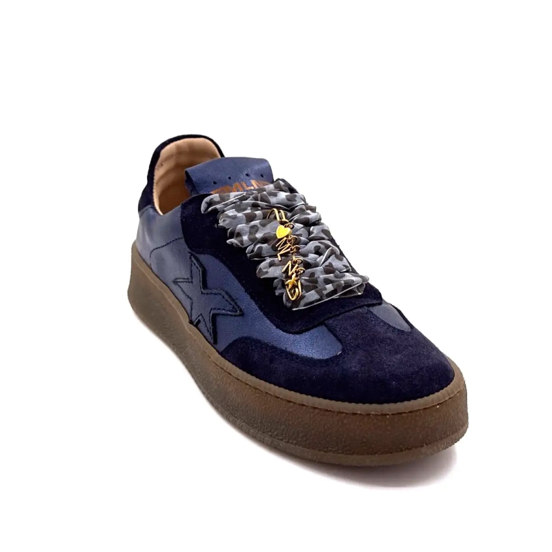 Méliné 525 M-Sbt Cuir & Daim Marine Ivoire Chaussures