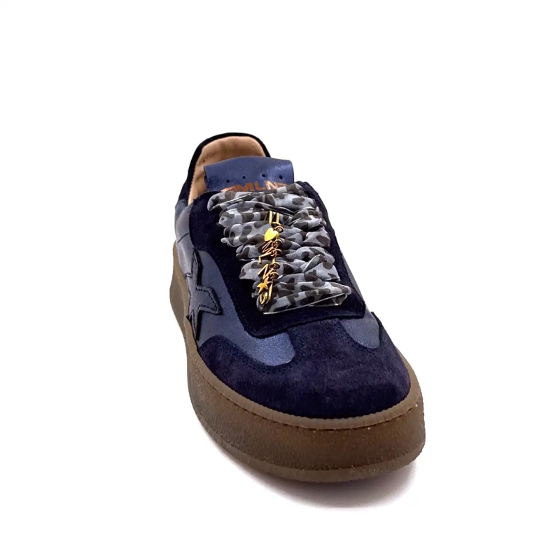 Méliné 525 M-Sbt Cuero y Ante Azul Marino Ivoire Chaussures