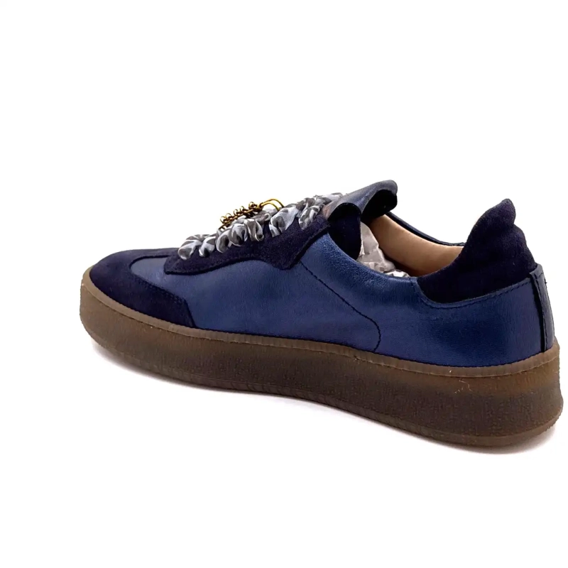 Méliné 525 M-Sbt Leer & Suède Marineblauw Ivoire Chaussures