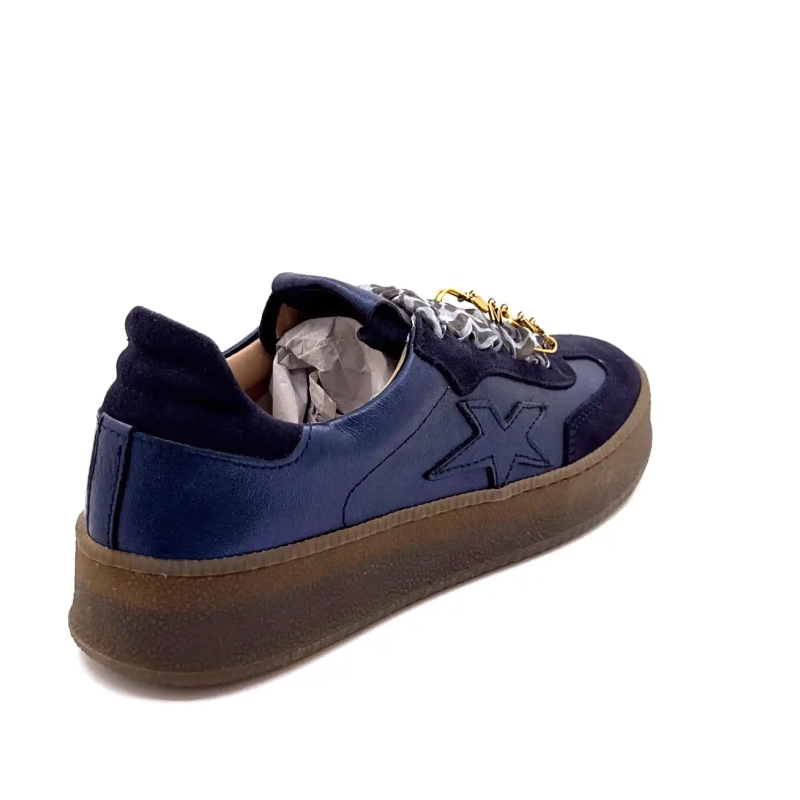 Méliné 525 M-Sbt Couro e Camurça Azul Marinho Ivoire Chaussures