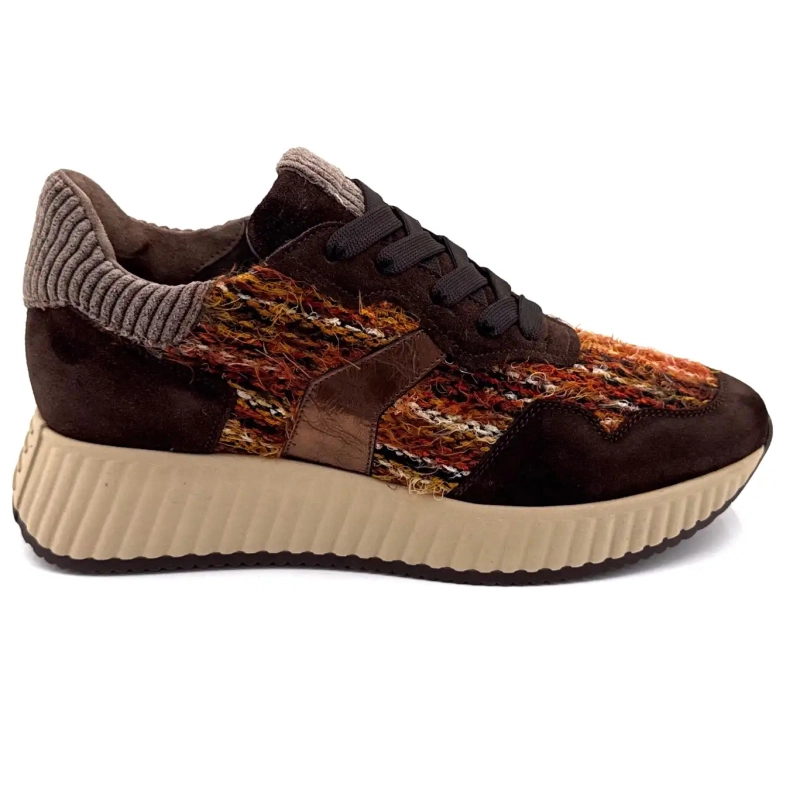 Softwaves 8.95.20 Camurça Têxtil Marrom Laranja Ivoire Chaussures