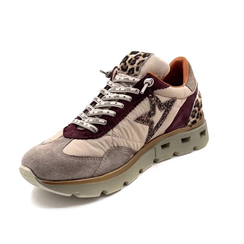 Cetti 1259 Sra XL Suède Taupe Bordeaux & Leo Ivoire Chaussures
