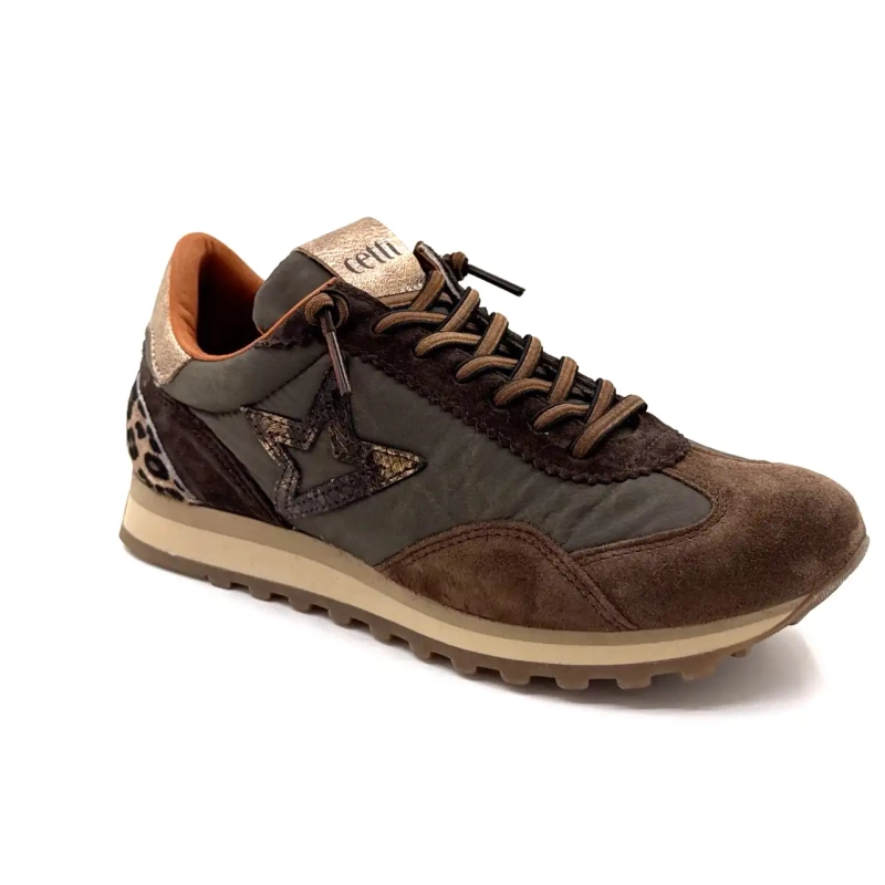 Cetti 1259 Textiel Cacao & Suède Koffie Leo & Goud Ivoire Chaussures