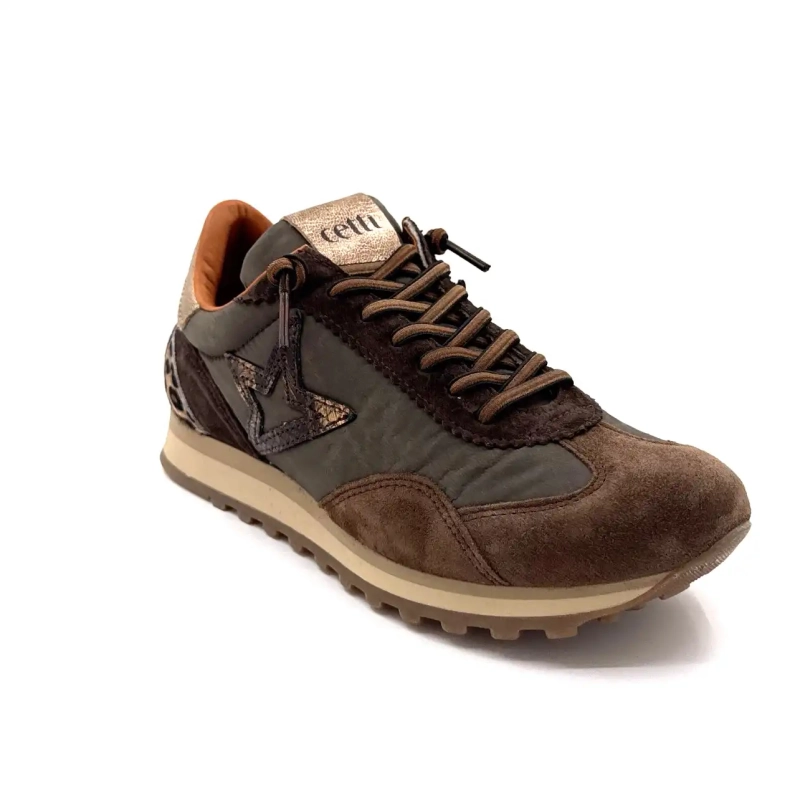 Cetti 1259 Textil Cacao & Suede Cafea Leo & Gold Ivoire Chaussures