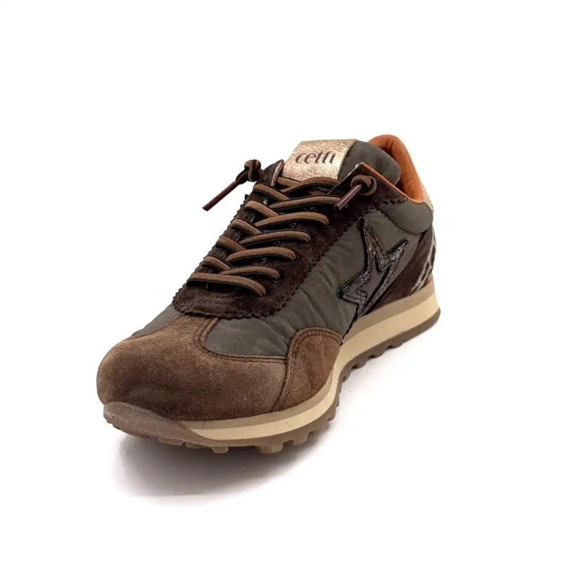 Cetti 1259 Textil Kakao & Mocka Kaffe Leo & Guld Ivoire Chaussures