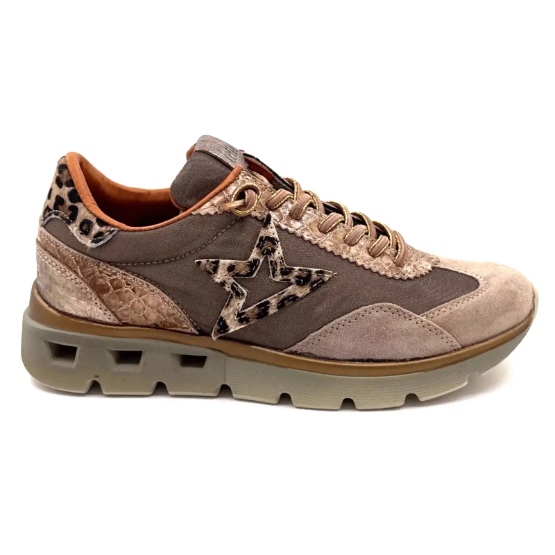 Cetti 1259 Sra XL Taupe Leather Textile Bronze & Leo Ivoire Chaussures