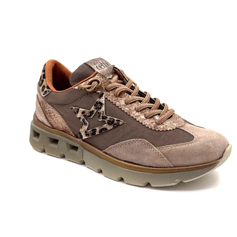 Cetti 1259 Sra XL Taupe Couro Têxtil Bronze e Leão Ivoire Chaussures