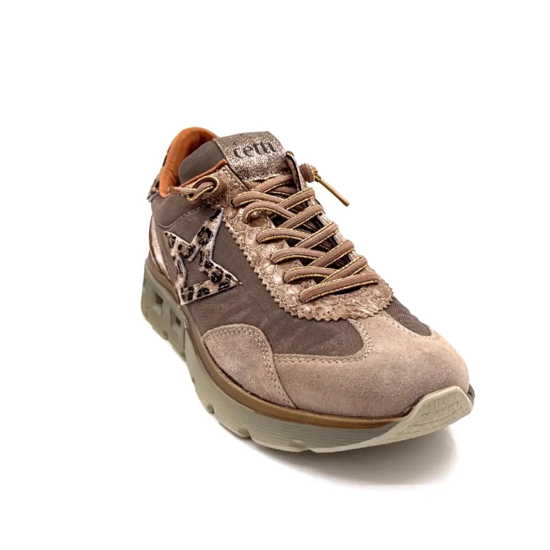 Cetti 1259 Sra XL Taupe Skóra Tekstylna Brąz i Leo Ivoire Chaussures