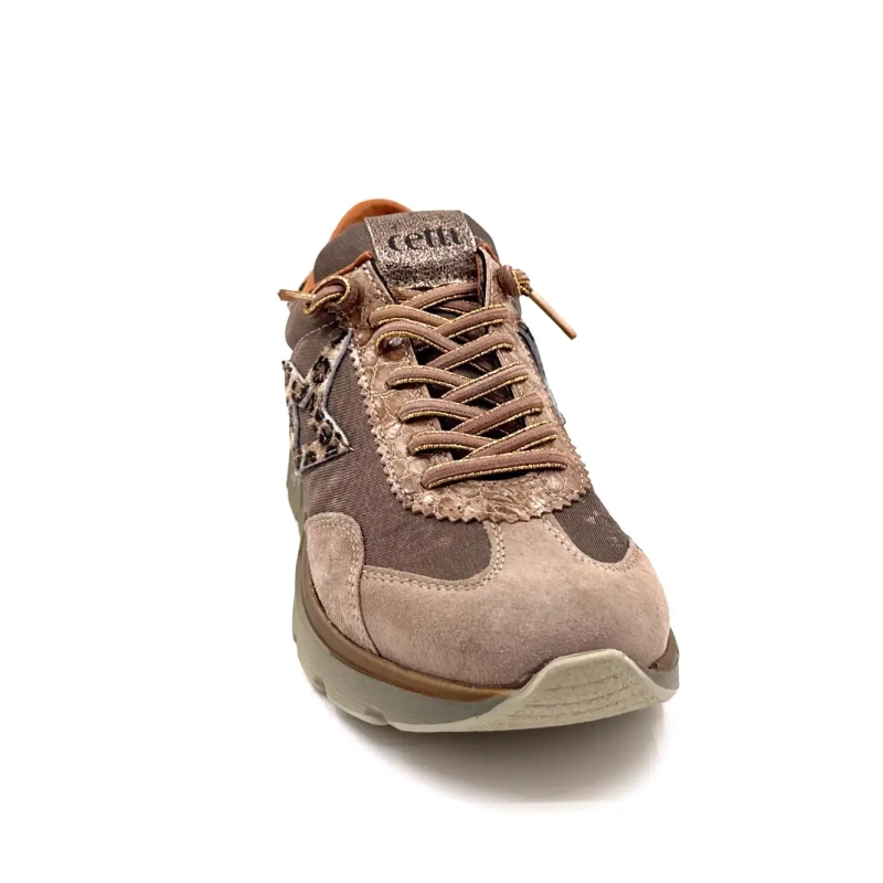 Cetti 1259 Sra XL Taupe Cuero Textil Bronce & Leo Ivoire Chaussures