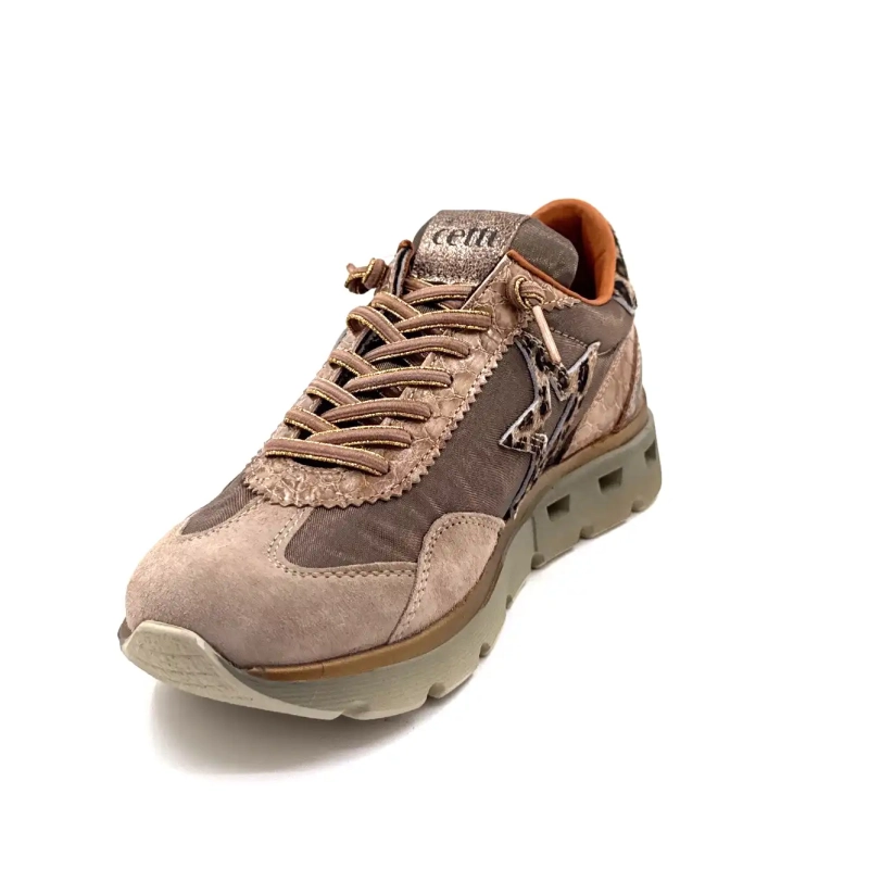 Cetti 1259 Sra XL Taupe Läder Textil Brons & Leo Ivoire Chaussures