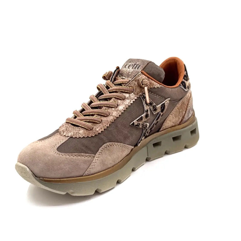 Cetti 1259 Sra XL Taupe Leather Textil Bronze & Leo Ivoire Chaussures