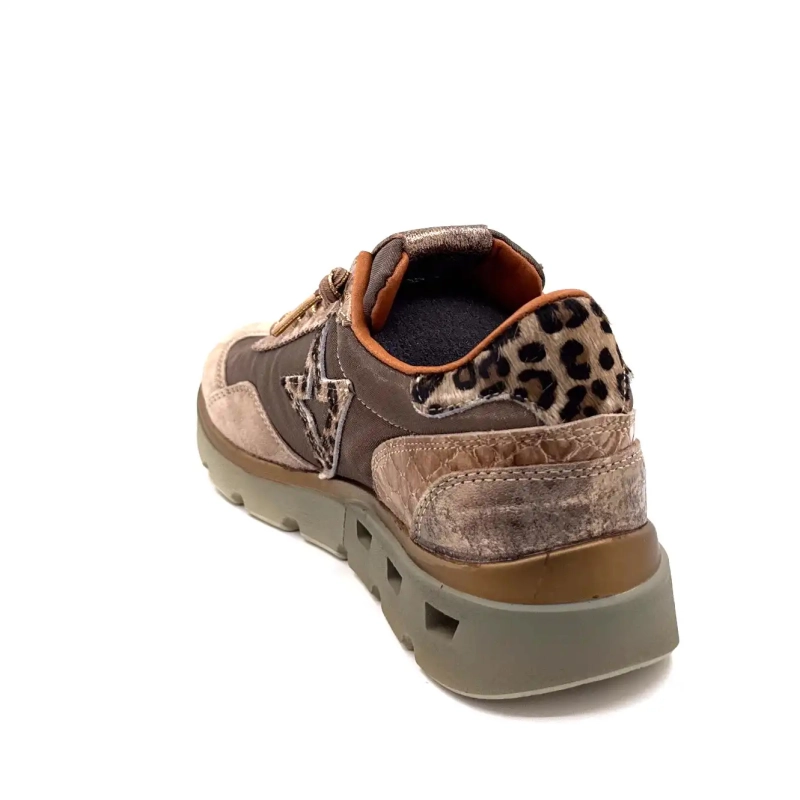 Cetti 1259 Sra XL Taupe Leder Textil Bronze & Leo Ivoire Chaussures