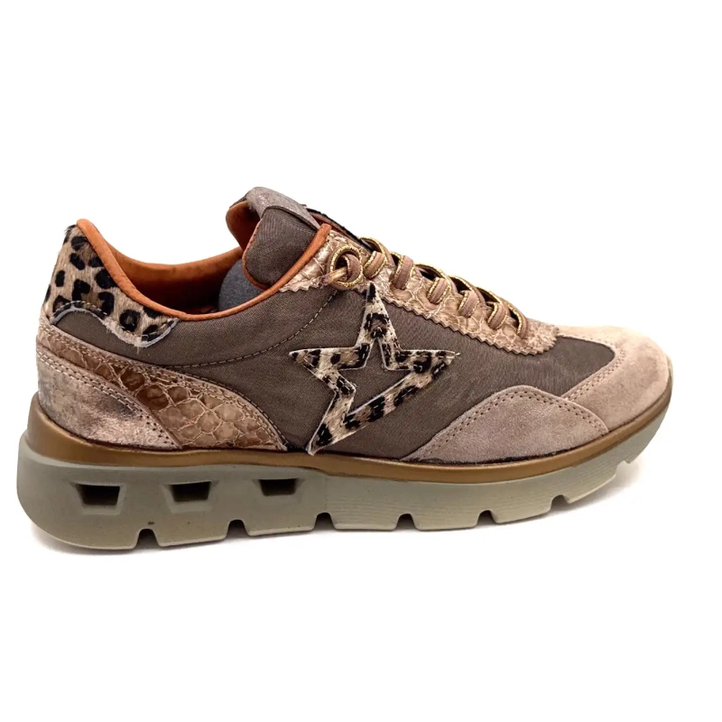 Cetti 1259 Sra XL Taupe Leder Textil Bronze & Leo Ivoire Chaussures