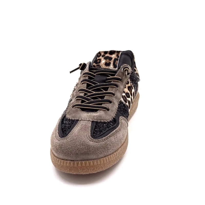 Cetti 1395 Sra Suède Taupe Glitter Zwart & Leeuw Ivoire Chaussures