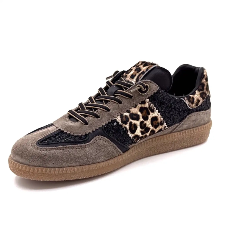 Cetti 1395 Sra Zamsz Taupe Brokat Czarny i Leo Ivoire Chaussures