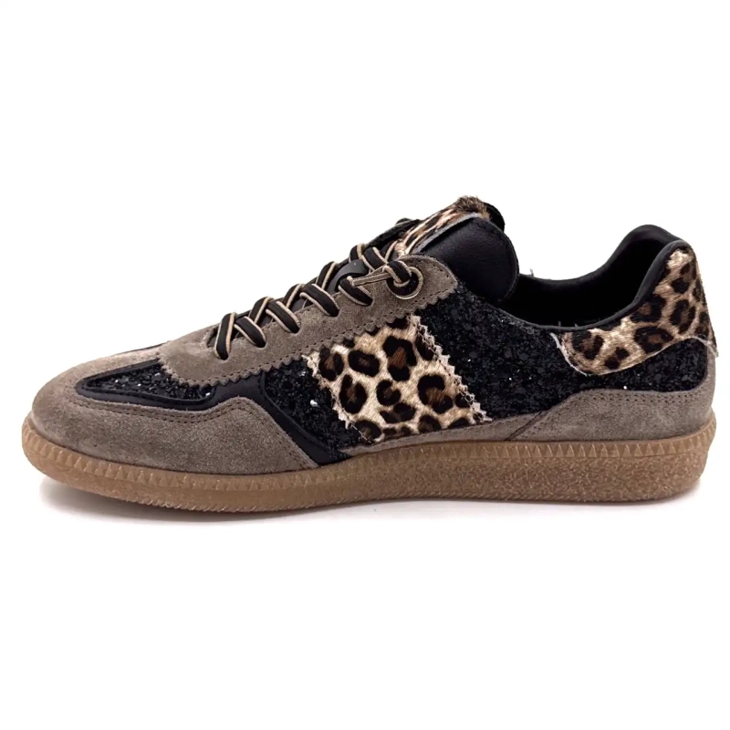 Cetti 1395 Sra Suède Taupe Glitter Zwart & Leeuw Ivoire Chaussures