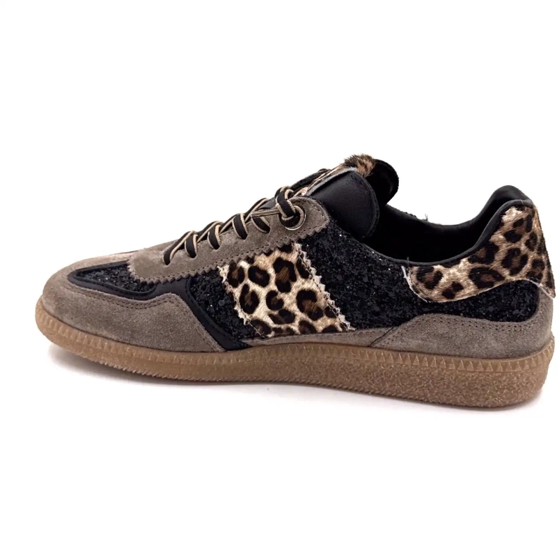 Cetti 1395 Sra Suède Taupe Glitter Zwart & Leeuw Ivoire Chaussures