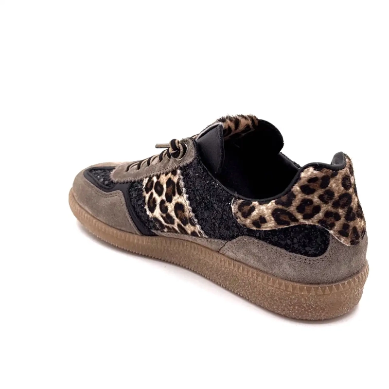Cetti 1395 Sra Wildleder Taupe Glitzer Schwarz & Leo Ivoire Chaussures