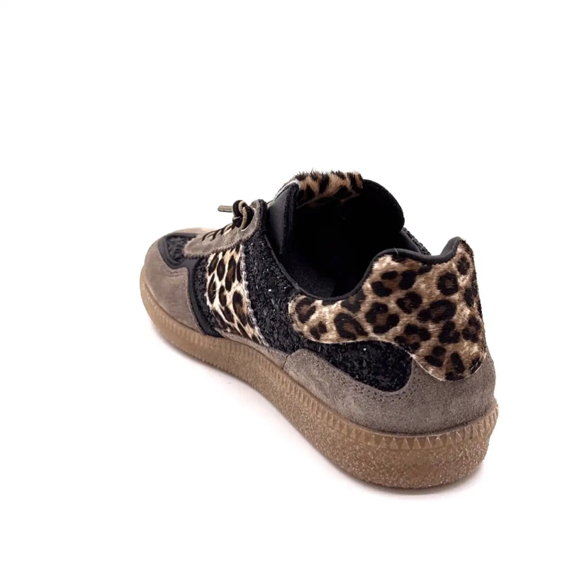 Cetti 1395 Sra Wildleder Taupe Glitzer Schwarz & Leo Ivoire Chaussures