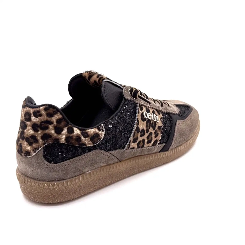 Cetti 1395 Sra Suede Taupe Glitter Black & Leo Ivoire Chaussures