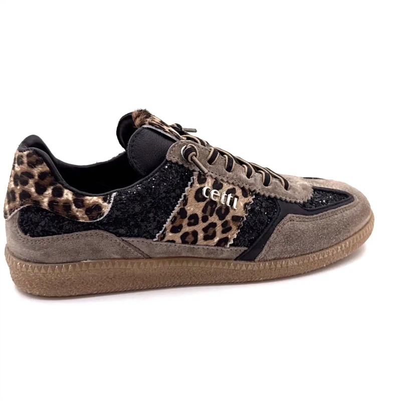 Cetti 1395 Sra Mocka Taupe Glitter Black & Leo Ivoire Chaussures
