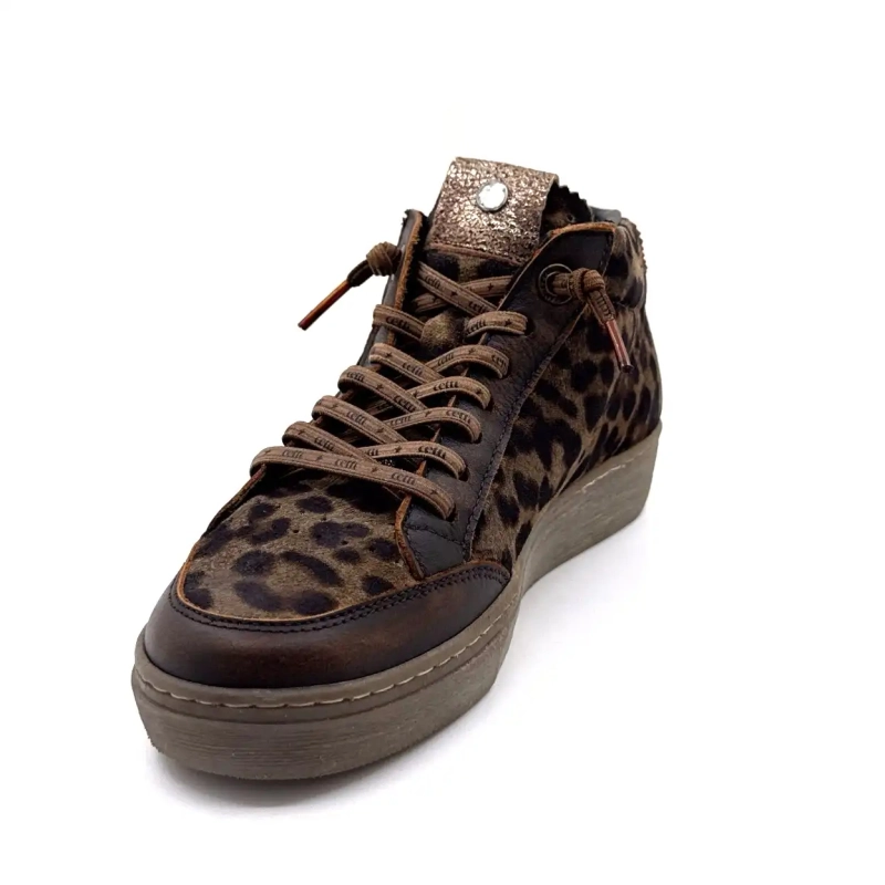 Cetti 1333 Sra Καφέ Δέρμα Taupe Λεοπάρ Σουέτ Ivoire Chaussures