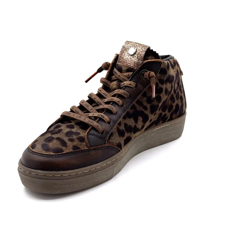 Cetti 1333 Sra Marrone Pelle Taupe Leopardo Scamosciato Ivoire Chaussures