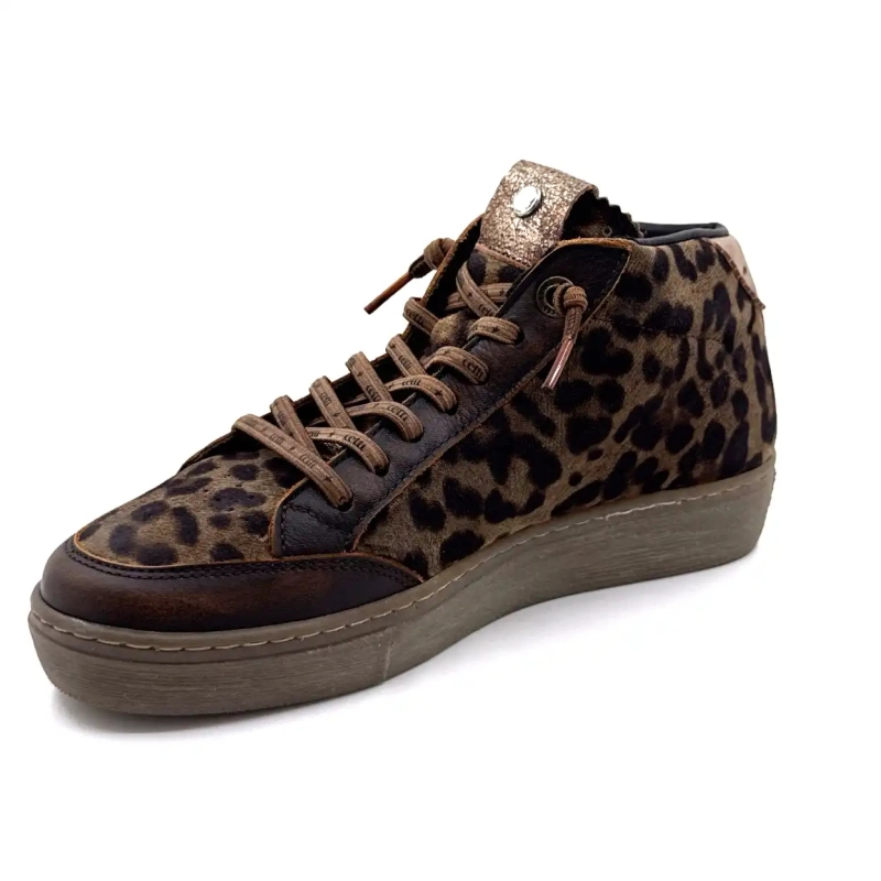 Cetti 1333 Sra Couro Marrom Taupe Leopardo Camurça Ivoire Chaussures