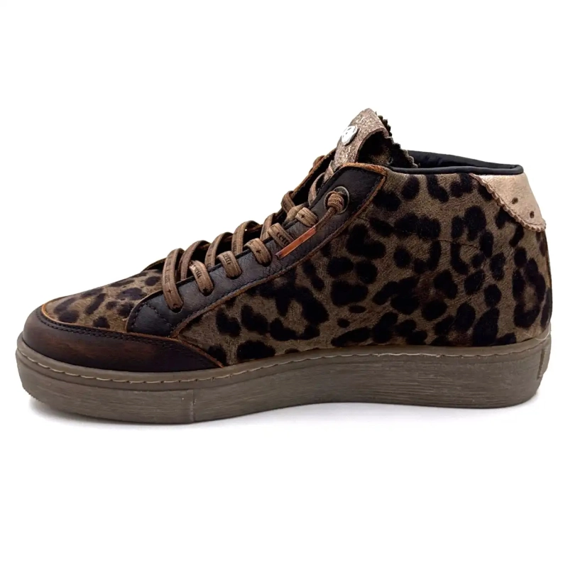 Cetti 1333 Sra Brown Leather Taupe Leopard Suede Ivoire Chaussures