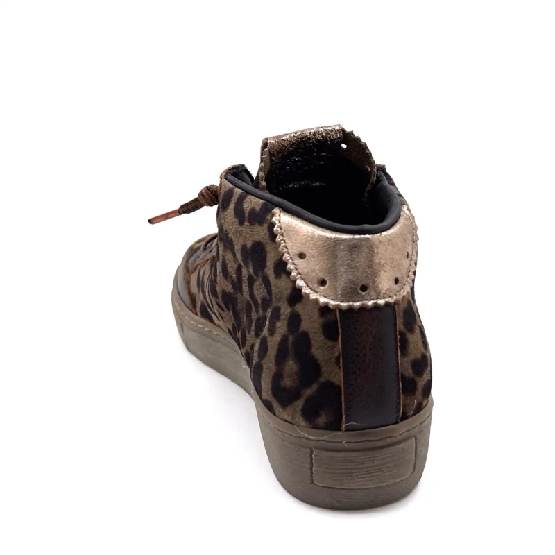 Cetti 1333 Sra Brązowa skóra w kolorze taupe panterka zamszowa Ivoire Chaussures