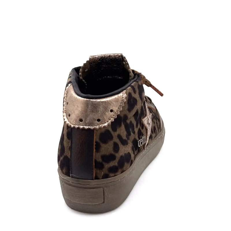 Cetti 1333 Sra Brunt Skinn Taupe Leopard Semsket Skinn Ivoire Chaussures