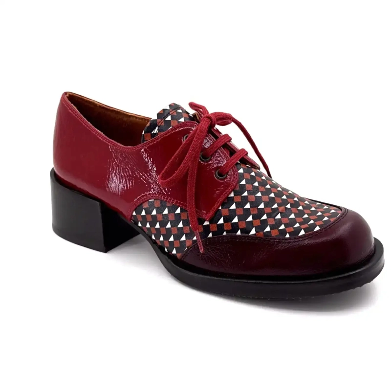 Chie Mihara Zuanda Piele lăcuită vișinie Ivoire Chaussures