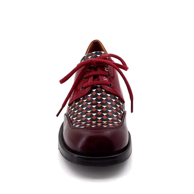 Chie Mihara Zuanda Cuir Vernis Bordeaux Ivoire Chaussures