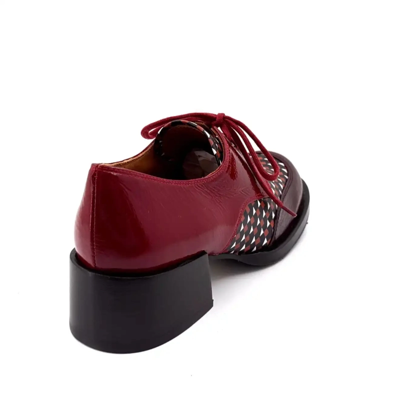 Chie Mihara Zuanda Cuir Vernis Bordeaux Ivoire Chaussures